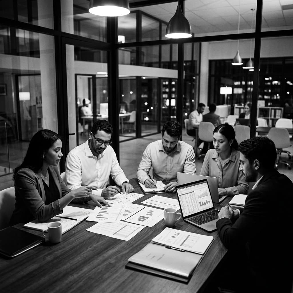 Foto do escritório e equipe contábil da RMS Corretora